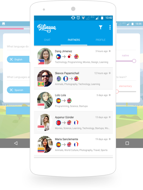 Bilingua language exchange app